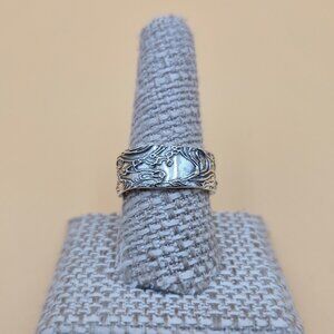 Size 9 Sterling Silver Single Unique Landscape Design Band Ring A5193